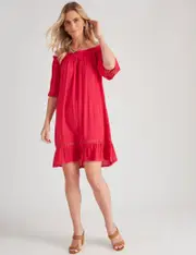 Millers On Or Off Shoulder Crinkle Dress - Size 18 - Womens - HOT PINK