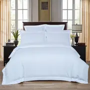1000TC Ultra Soft Striped Duvet/Doona/Quilt Cover Set Queen/King/Super King Size-White