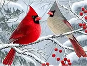 DIYDECORFUN Cardinals Diamond Art Kits for Adults, 5D Christmas Diamond Painting Kits for Beginner, Full Round Drills Red Birds Painting by Diamond Snow Scene Bead Gem Art for Home Decor 16 x 12 in