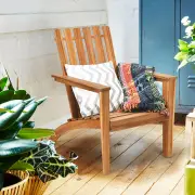 CostwayPatio Lounge Chair with Ergonomic High Backrest and Armrest-Natural