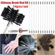 14pcs/Set Chimney Sweeping Cleaner Brush Flue Cleaning Fireplace Tool Kit Home