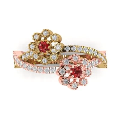 .5Ct Round Cut Natural Garnet Gold Halo Engagement Promise Statement Bridal Ring