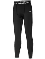 G Gradual Boys' Compression Pants Youth Thermal Base Layer Fleece Tights Spor...