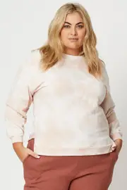 Multi Colour Dye Sweatshirt Side Spli Crew Neck Long Sleeve Tie