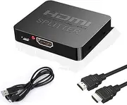 HDMI Splitter 1 in 2 Out, 4K HDMI Splitter for Dual Monitors, 1 in 2 Out HDMI Splitter 1 to 2 Amplifier for Full HD 1080P 3D with1.8m HDMI Cable (with Cable)