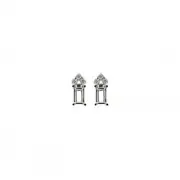 Emerald Cut 6x4mm Earring Semi Mount In 14k White Gold With Diamonds (47348)