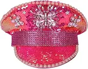 Novelty Dazzling Rhinestones Sequin Captain Hat Military Hat Big Cap Festival Party Hat