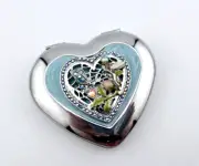 KIRKS FOLLY FAIRY HEART COMPACT MIRROR - sterling silvertone