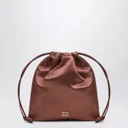 [Miu Miu] Cocoa-coloured satin pouch One size Brown