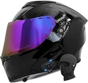 Bluetooth Motorbike Helmet Modular Helmet with Dual Visors with Bluetooth Flip-Up Motorcycle Helmet for Adults Men Women Street Racing Motocross DOT/ECE Approved