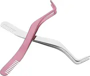 OATIPHO 2Pcs Stainless Steel Lash Tweezer Convenient Eyelash Applicator Tool for Women Small Design for Easy Makeup Durable Practical Eyelash Extension Accessories