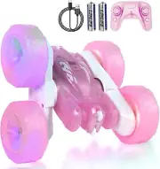 Remote Control Car For Girl Rechargeable Colorful Light,Double-Sided 360° 4WD