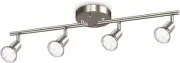 4-Light LED Track Lighting Kit, Flexibly Rotatable Light Heads, 4 Way Ceiling Sp