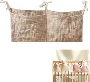 Baby Bed Organiser, Nursery Hanging Bed Organiser, Bed Bag, Toy Bag, Organiser, Side Cot, Baby, Hanging on Crib or Changing Table, Khaki