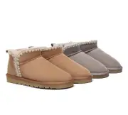 EVERAU® UGG Boots Women Sheepskin Wool Ankle Mini Brooklyn - Chestnut / AU Ladies 7 / AU Men 5 / EU 38