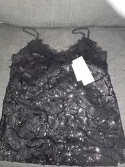 Next Ladies Sequin Black Top Size 8 New Tag Unwanted Smart Party RRP £40