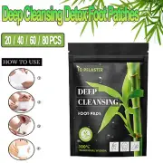 80PCS Deep Cleaning Detox Foot Patches Bamboo Charcoal Ay Tsao Natural Ginger