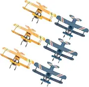 SHINEOFI 6pcs Vintage Airplane Decor: Metal Planes Model Iron Retro Aircraft Glider Biplane Pendant for Kids Playroom Home Office Kindergarten Party Decorations