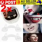 2×Retractable Vampire Teeth Halloween Cosplay Makeup Zombie Horrific Tooth Fangs