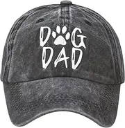 [MINYJHZ] Men's Dog Dad Washed Adjustable Baseball Cap Dog Lover Hat Black