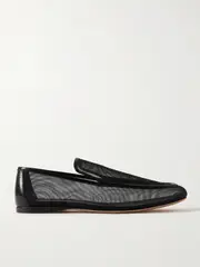 [KHAITE] KHAITE - Alessio Leather-trimmed Mesh Loafers - Black - IT37 IT 37 Black
