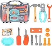 Vaguelly Toddler Tool Set - Montessori Screwdriver Kit for Kids, Pretend Play Repair Toolbox with Assorted Plastic Tools, Portable Design for Easy Keeping and Carrying, Educational Toy for Kids