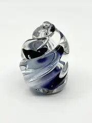 Vintage Art Glass Purple Blue Swirl Seashell Conch Shell Paperweight MINT