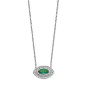 14k White Gold Real Diamond u0026 Emerald Necklace