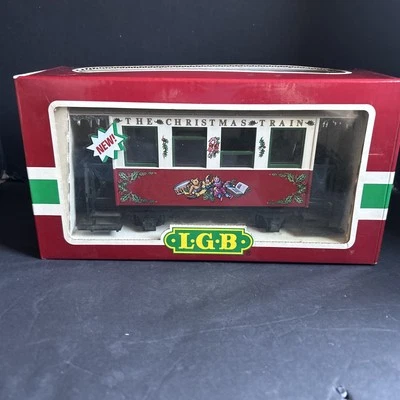LGB 3607 G Scale Red and White Christmas Train Passenger Car In Box