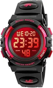 [carlien] Mens LED Digital Watch Chronograph Sports Watches 50m Waterproof Wristwatch 7 Colors Flashing Watch
