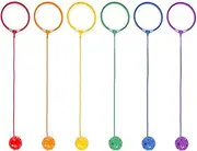 Champion Sports Skip Ball Set: Six Jumping Toy Assorted Colors Swing Balls - Great Kids Fitness Game for Boys and Girls
