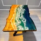 Modern Ocean Live Edge Epoxy Table, Dining Epoxy Table, Walnut Furniture Decor