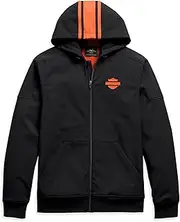 [HARLEY-DAVIDSON] Men's Vertical Stripe Hooded Stretch Jacket, Black - 98408-20VM