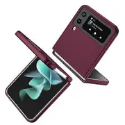Drop Protection Comfortable Folding Cover Case For Samsung Galaxy Z Flip 4 5g Flip4 Flip 3 Flip3 Non -Slip Thin Pc Cases wine red for Samsung Z Flip 3