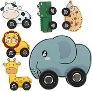Kisangel 6pcs Wooden Animal Train for Cute Train Compatible with Thomas Tracks Educational Play for Enhances Concentration Parent Interaction