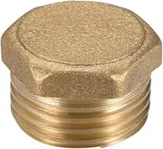 uxcell Brass Pipe Fitting, Cored Hex Head Plug G1/2 Male Thread Connector Coupling Adapter