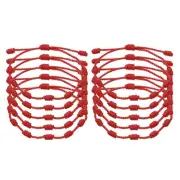 10 Pcs Bracelet 7 Knot Handmade Adjustable String Protection Cord Red