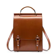 New Pu Leather Backpack Women's English Academy Style Schoolbag College Student Retro Computer Simple Backpack