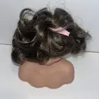 TALLINA’s Doll Wig 10” Stretchable Dark Brown Short Curly Pink Ribbon Ponytail