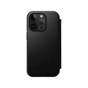 NOMAD Modern Leather Folio Phone Case for iPhone 14 Pro Black Normal Leather