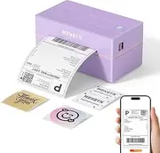 MUNBYN Shipping Label Printer Bluetooth Connection, Thermal Label Printer 4x6, Postage Label Printer for Business, Compatible with Etsy, Shopify, Amazon, Royal Mail, DHL, DPD, Evri, 130B, Purple