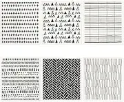 Set of 6 Kitchen Handdraw Doodle Strips Scandi Nordic Geometric Swedish Dishcloths Cleaning Cloths Strong Absorbent Quick Drying Dish Towels Reusable Cloths for Counter Wipes