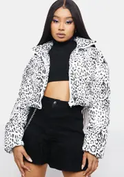 Sinless Huntress Leopard Print Puffer Jacket