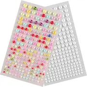 DECORNIJIA 2sheets Self-Adhesive Stickers of Faux Gems for Nail Art Makeup Crafts Body Decoration Easy to Apply Strong Adhesion Multi-Color Options