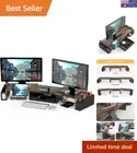 Dual Monitor Stand Riser with Drawer, Rustic Brown