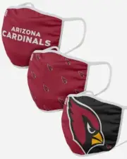 NFL ARIZONA CARDINALS FOCO ADULT FACE COVERING 3-PACK MASKS UNISEX NEW