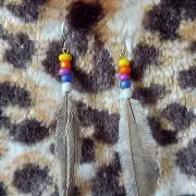 EMU FEATHER Rainbow EARRINGS. Handmade, 925 Sterling Silver, Australian