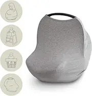 mushie Baby Car Seat Canopy Cover | Breathable & Stretchy Multi Use Cover for Breastfeeding, Nursing, High Chair, Shopping Cart, Strollers (Grey Melange)