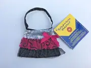 Build a Bear Teddy Bear Plush Accessory Fuchsia & Black Tulle Purse