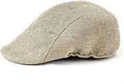 [ANMUR] Summer Newsboy Hats for Men 2022 Grid Flat Caps Casual Trucker Cap Cotton Sun Ivy Hat for Seniors (Color : Beige, Size : One Size)